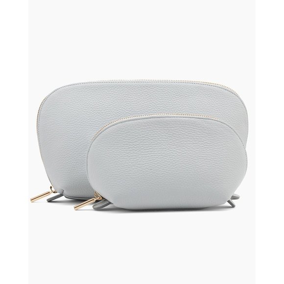 Cuyana Bags Nwt Cuyana Leather Travel Case Set Pearl Grey Pebbled